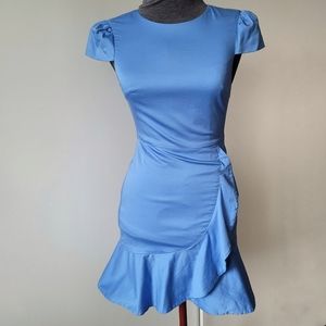 Alice + Olivia Kirby A-line Mini Dress Short Sleeve Ruffle Faux Wrap